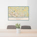 24x36 Andover Minnesota Map Print Lanscape Orientation in Woodblock Style Behind 2 Chairs Table and Potted Plant