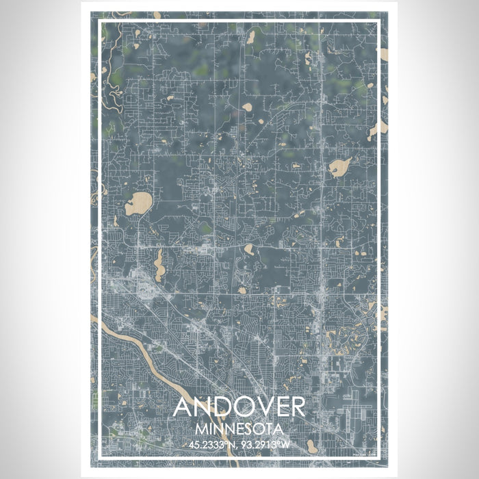 Andover Minnesota Map Print Portrait Orientation in Afternoon Style With Shaded Background