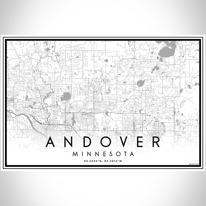 Andover Minnesota Map Print Landscape Orientation in Classic Style With Shaded Background