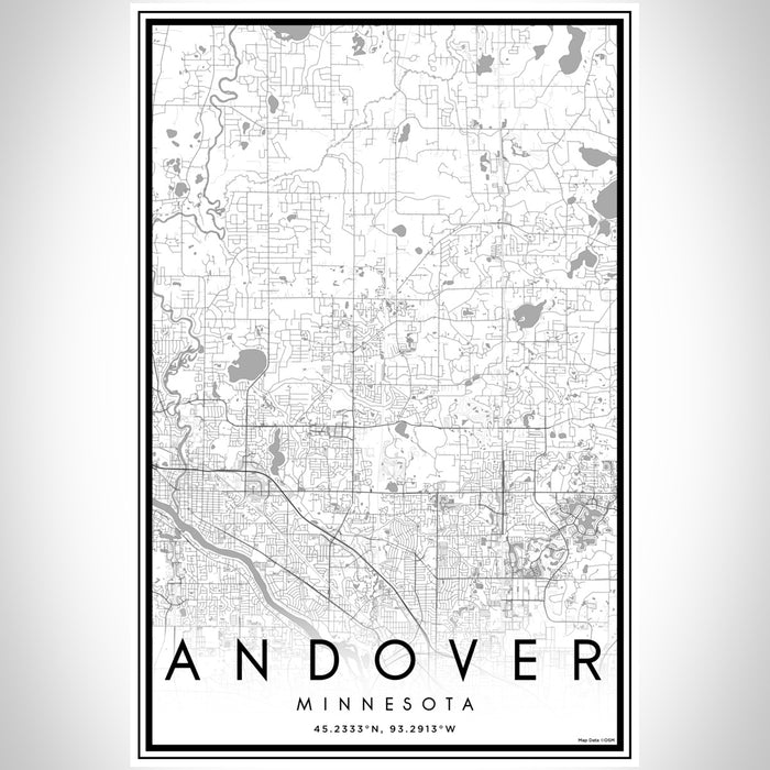 Andover Minnesota Map Print Portrait Orientation in Classic Style With Shaded Background