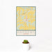 12x18 Andrews Indiana Map Print Portrait Orientation in Woodblock Style With Small Cactus Plant in White Planter
