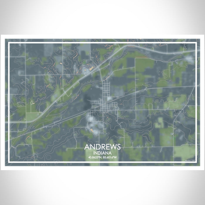 Andrews Indiana Map Print Landscape Orientation in Afternoon Style With Shaded Background
