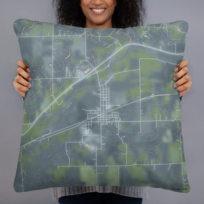 Person holding 22x22 Custom Andrews Indiana Map Throw Pillow in Afternoon