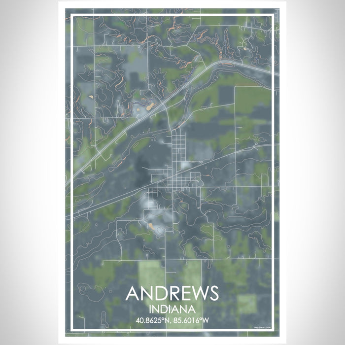Andrews Indiana Map Print Portrait Orientation in Afternoon Style With Shaded Background