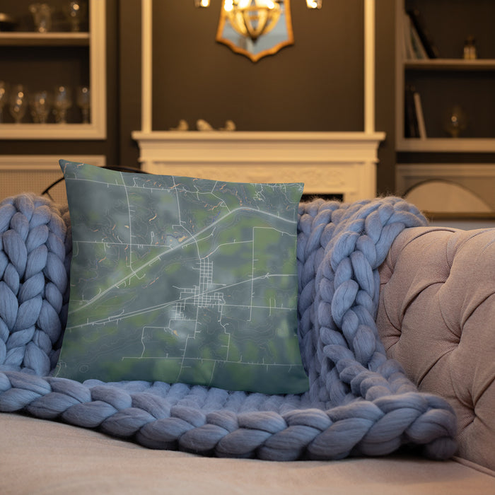 Custom Andrews Indiana Map Throw Pillow in Afternoon on Cream Colored Couch