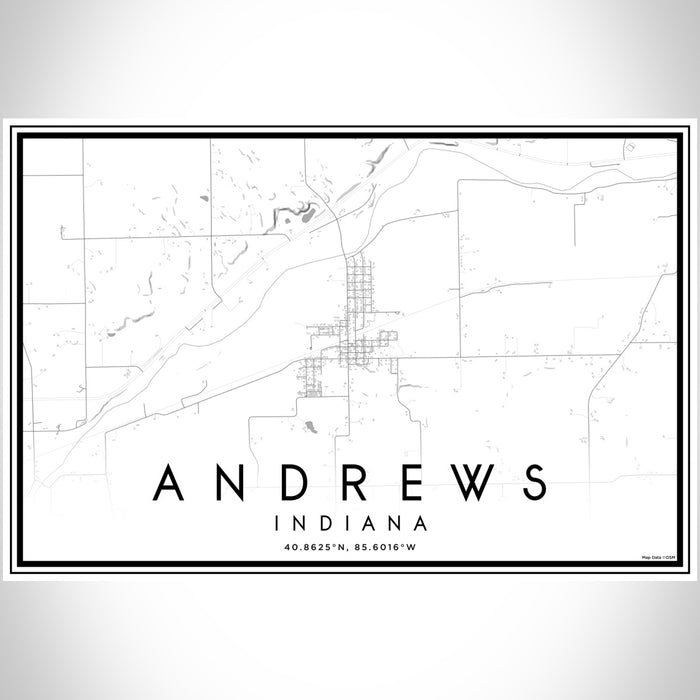 Andrews Indiana Map Print Landscape Orientation in Classic Style With Shaded Background