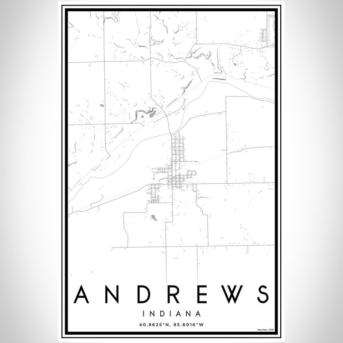 Andrews Indiana Map Print Portrait Orientation in Classic Style With Shaded Background