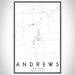 Andrews Indiana Map Print Portrait Orientation in Classic Style With Shaded Background