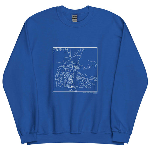 Angel Fire New Mexico  Map Unisex Crewneck Sweater with City inscription in Royal Blue