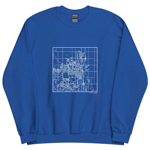 Ankeny Iowa  Map Unisex Crewneck Sweater with City inscription in Royal Blue