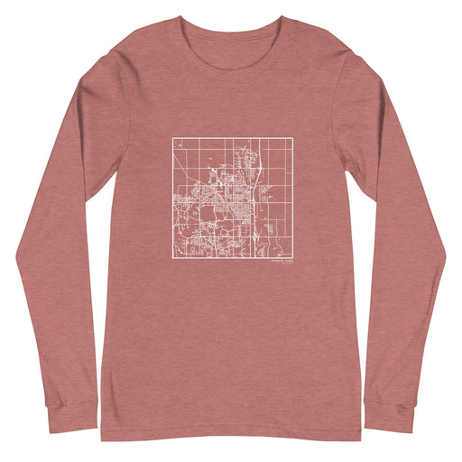 Ankeny Iowa  Map Unisex Long-Sleeve T-shirt with City inscription in Heather Mauve