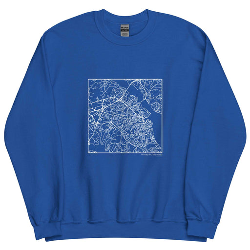 Annapolis Maryland  Map Unisex Crewneck Sweater with City inscription in Royal Blue