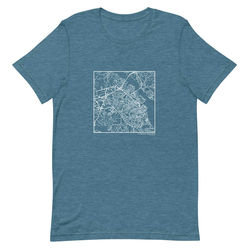 Annapolis Maryland  Map Unisex T-Shirt with City inscription in Heather Teal