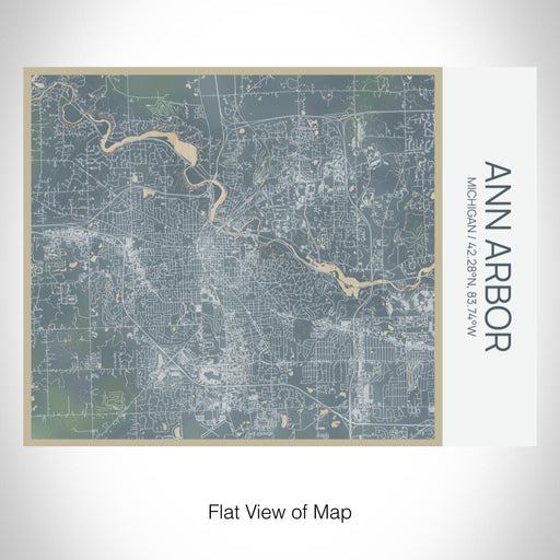 Rendered View of Ann Arbor Michigan Map on 20oz Stainless Steel Insulated Bottle with Bamboo Top with printed afternoon style map