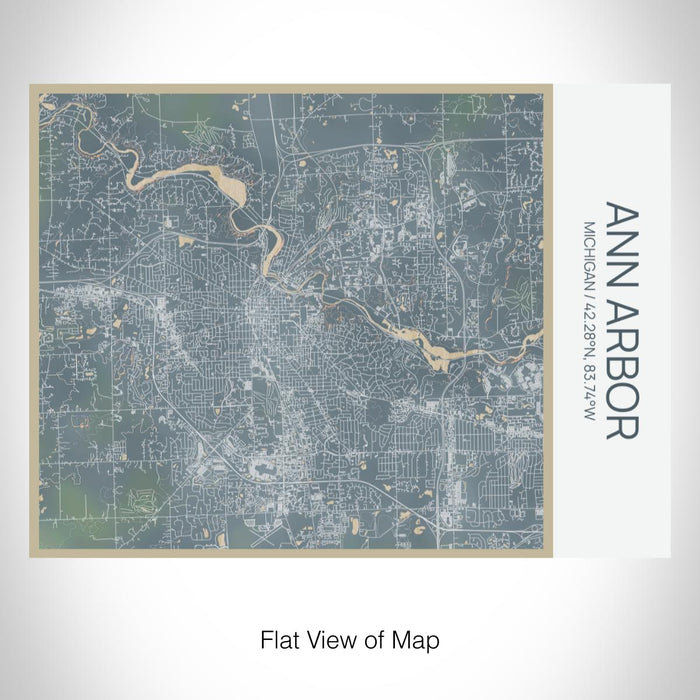 Rendered View of Ann Arbor Michigan Map on 20oz Stainless Steel Insulated Bottle with Bamboo Top with printed afternoon style map