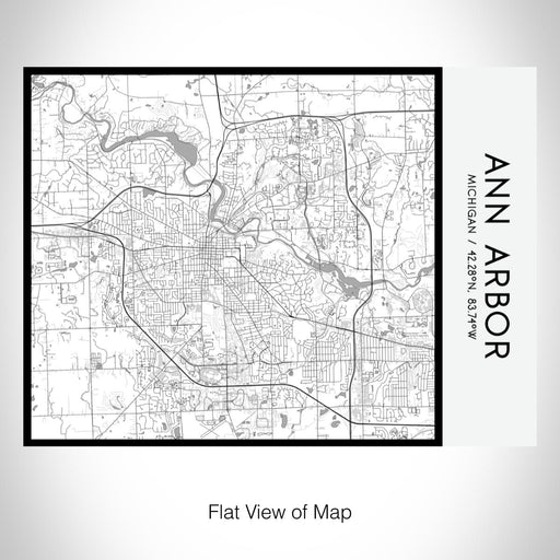 Rendered View of Ann Arbor Michigan Map on 20oz Stainless Steel Insulated Bottle with Bamboo Top with printed classic style map