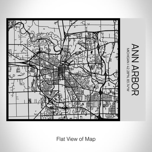 Rendered View of Ann Arbor Michigan Map on 20oz Stainless Steel Insulated Bottle with Bamboo Top with printed Tactile Lines Map in Black
