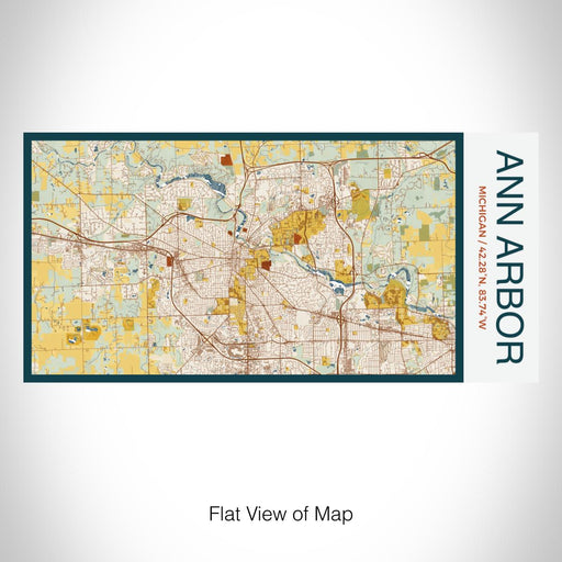Rendered View of Ann Arbor Michigan Map on 17oz Stainless Steel Insulated Bottle with printed woodblock style map