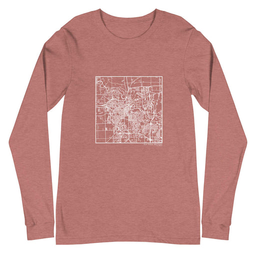 Ann Arbor Michigan  Map Unisex Long-Sleeve T-shirt with City inscription in Heather Mauve