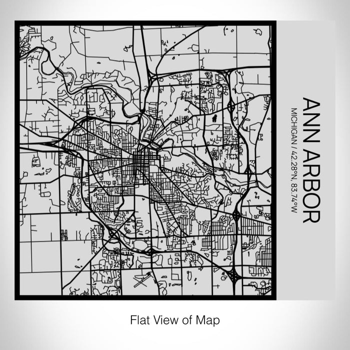 Rendered View of Ann Arbor Michigan Map on 17oz Stainless Steel Insulated Tumbler in Tactile Lines with Succulent in Background