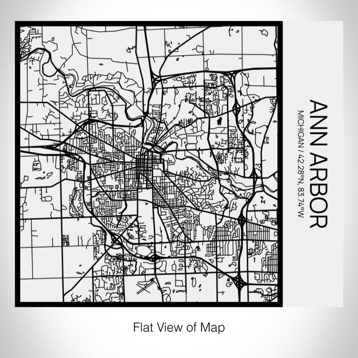 Rendered View of Ann Arbor Michigan Map on 17oz Stainless Steel Insulated Tumbler in Matte White with Tactile Lines