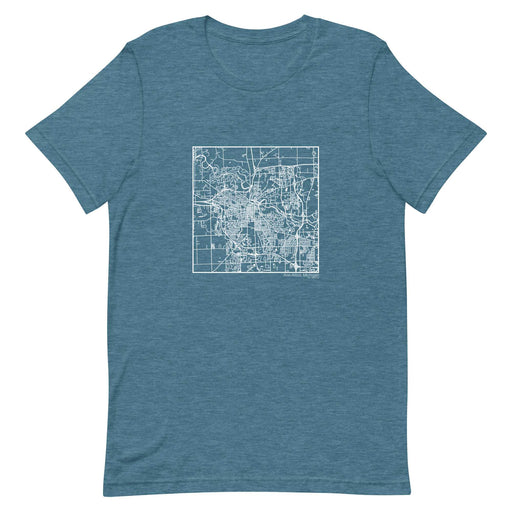 Ann Arbor Michigan  Map Unisex T-Shirt with City inscription in Heather Teal