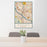 24x36 Anoka Minnesota Map Print Portrait Orientation in Woodblock Style Behind 2 Chairs Table and Potted Plant