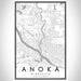 Anoka Minnesota Map Print Portrait Orientation in Classic Style With Shaded Background