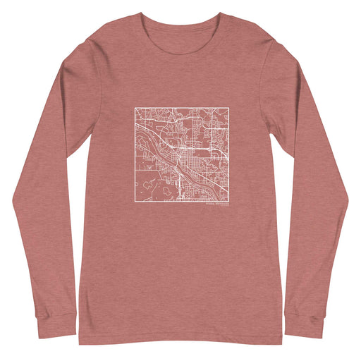 Anoka Minnesota  Map Unisex Long-Sleeve T-shirt with City inscription in Heather Mauve