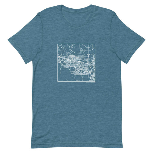 Antioch California  Map Unisex T-Shirt with City inscription in Heather Teal