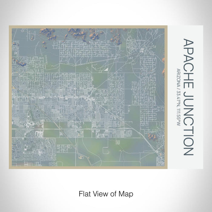 Rendered View of Apache Junction Arizona Map on 20oz Stainless Steel Insulated Bottle with Bamboo Top with printed afternoon style map