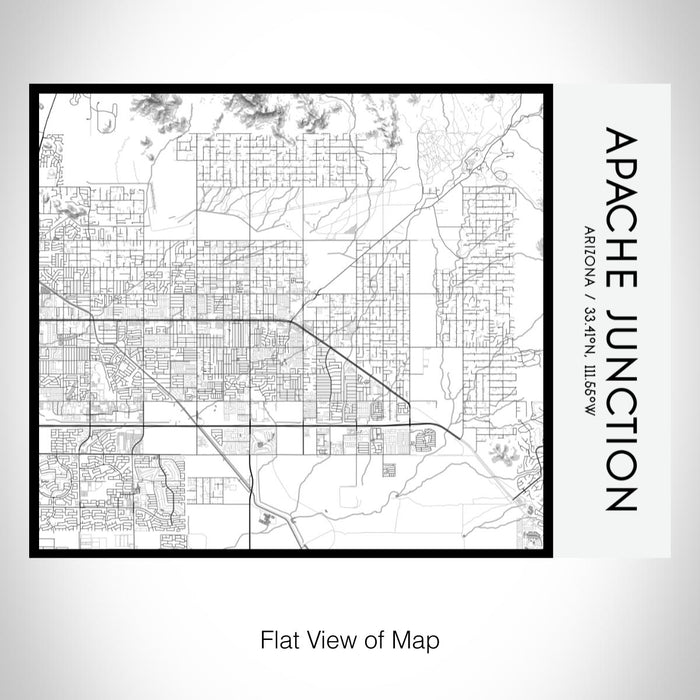 Rendered View of Apache Junction Arizona Map on 20oz Stainless Steel Insulated Bottle with Bamboo Top with printed classic style map