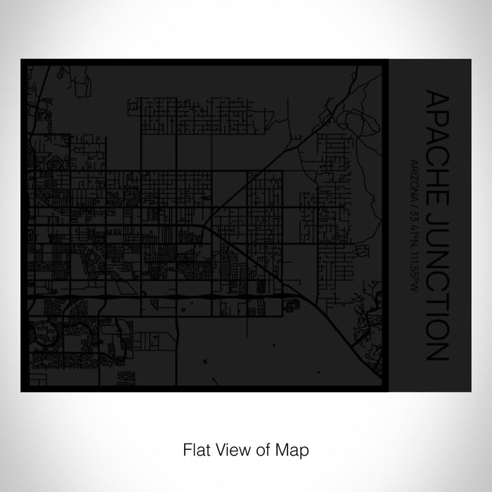 Rendered View of Apache Junction Arizona Map on 20oz Stainless Steel Insulated Bottle with Bamboo Top in Matte Black with printed Tactile Lines Map in Black