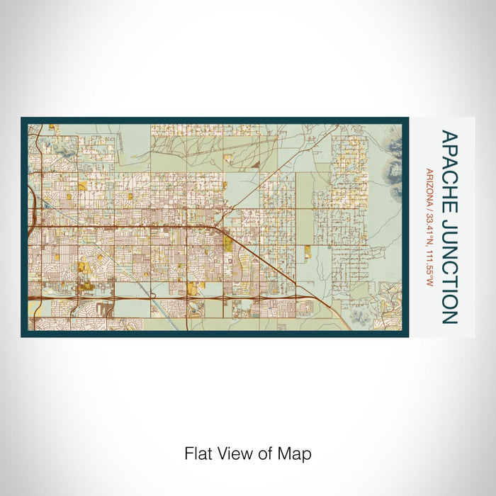 Rendered View of Apache Junction Arizona Map on 17oz Stainless Steel Insulated Bottle with printed woodblock style map