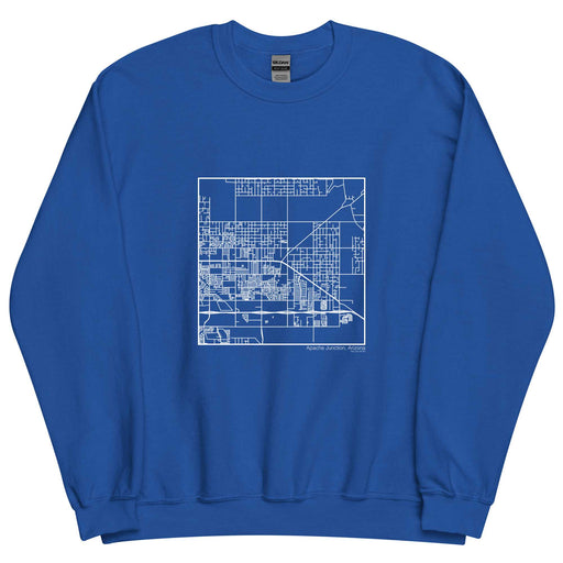 Apache Junction Arizona  Map Unisex Crewneck Sweater with City inscription in Royal Blue