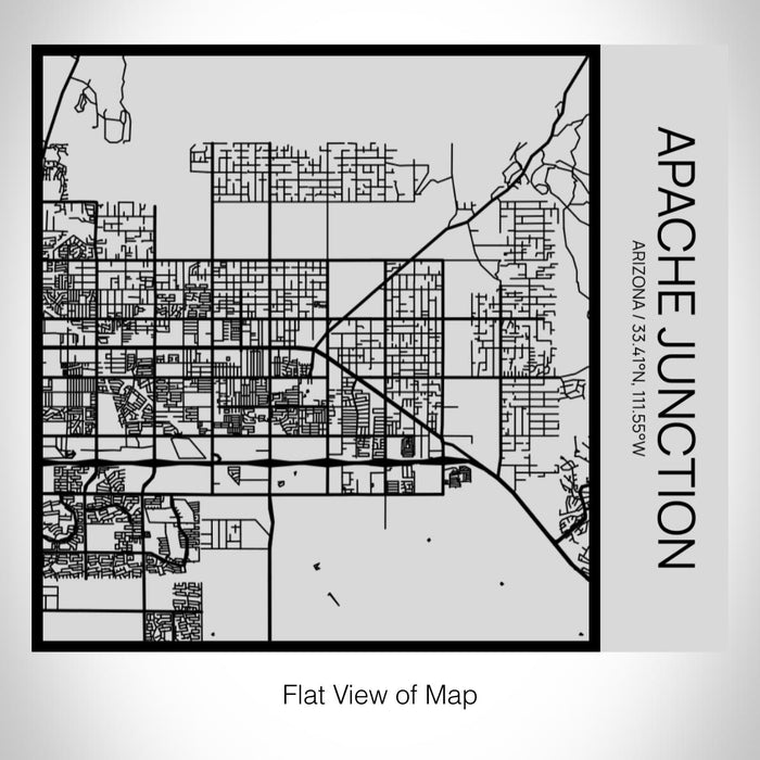 Rendered View of Apache Junction Arizona Map on 17oz Stainless Steel Insulated Tumbler in Tactile Lines with Succulent in Background