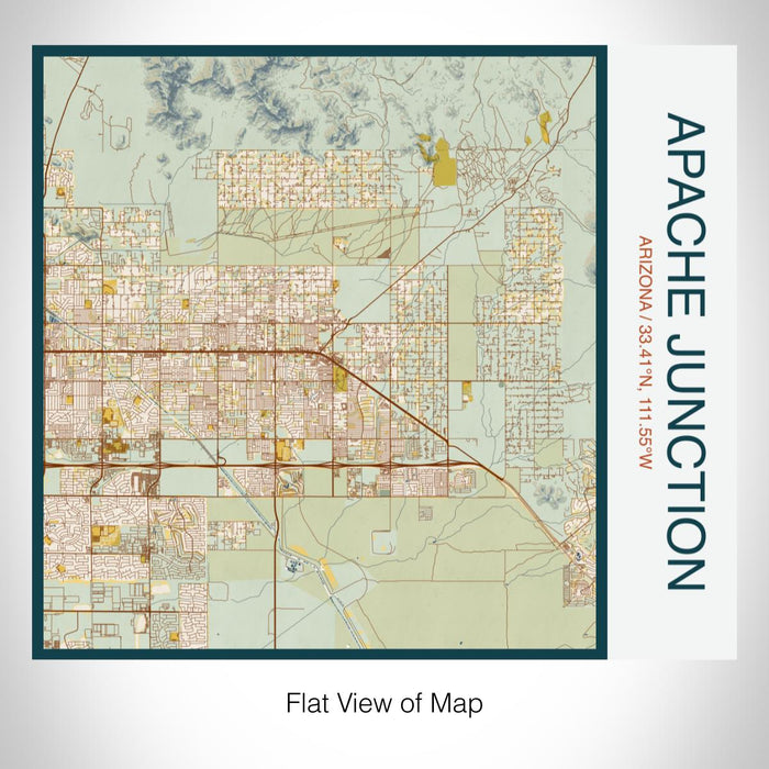 Rendered View of Apache Junction Arizona Map on 17oz Stainless Steel Insulated Tumbler in Woodblock Map Style