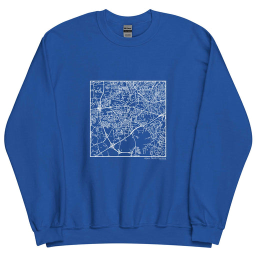 Apex North Carolina  Map Unisex Crewneck Sweater with City inscription in Royal Blue