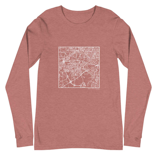 Apex North Carolina  Map Unisex Long-Sleeve T-shirt with City inscription in Heather Mauve