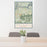 24x36 Apple Hill California Map Print Portrait Orientation in Woodblock Style Behind 2 Chairs Table and Potted Plant