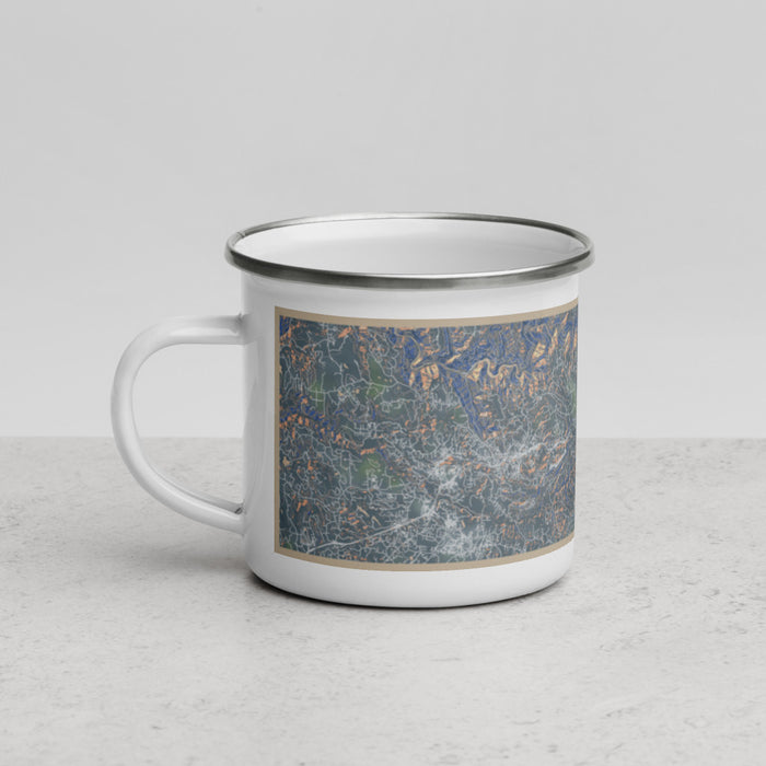 Left View Custom Apple Hill California Map Enamel Mug in Afternoon