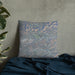 Custom Apple Hill California Map Throw Pillow in Afternoon on Bedding Against Wall