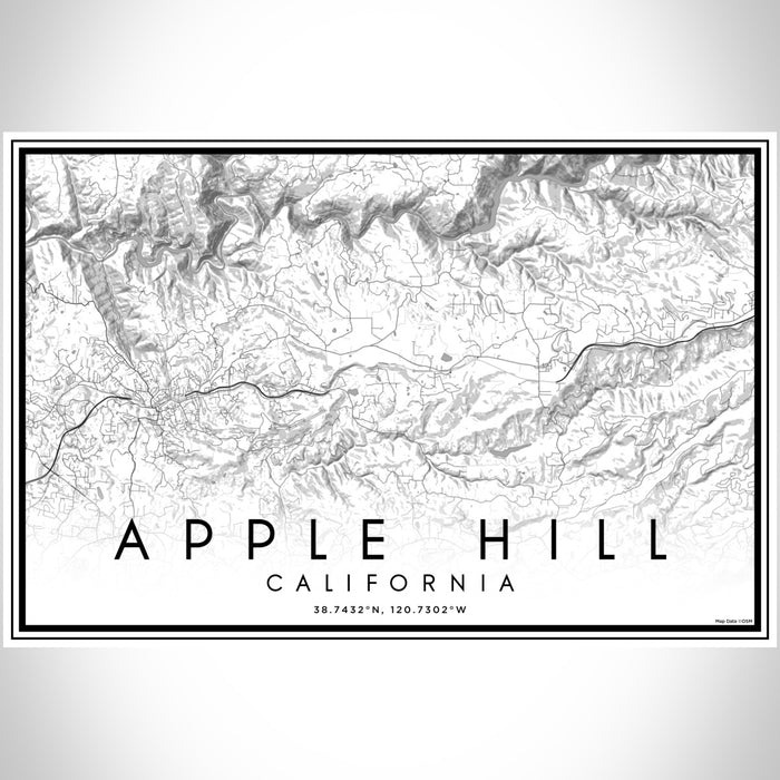 Apple Hill California Map Print Landscape Orientation in Classic Style With Shaded Background