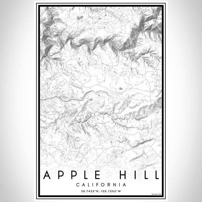 Apple Hill California Map Print Portrait Orientation in Classic Style With Shaded Background