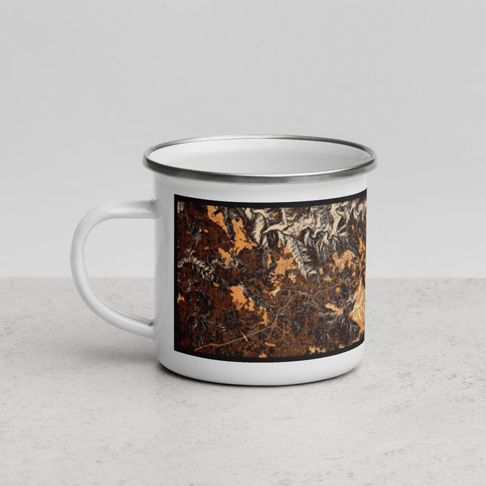 Left View Custom Apple Hill California Map Enamel Mug in Ember