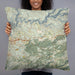 Person holding 22x22 Custom Apple Hill California Map Throw Pillow in Woodblock