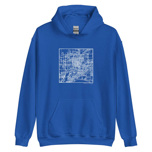 Appleton Wisconsin  Map Unisex Hoodie Sweater with City inscription in Royal Blue