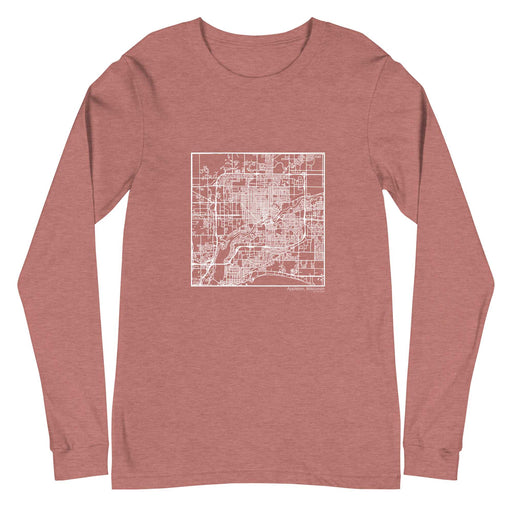 Appleton Wisconsin  Map Unisex Long-Sleeve T-shirt with City inscription in Heather Mauve