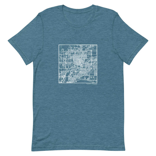 Appleton Wisconsin  Map Unisex T-Shirt with City inscription in Heather Teal