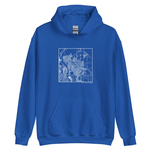 Apple Valley California  Map Unisex Hoodie Sweater with City inscription in Royal Blue